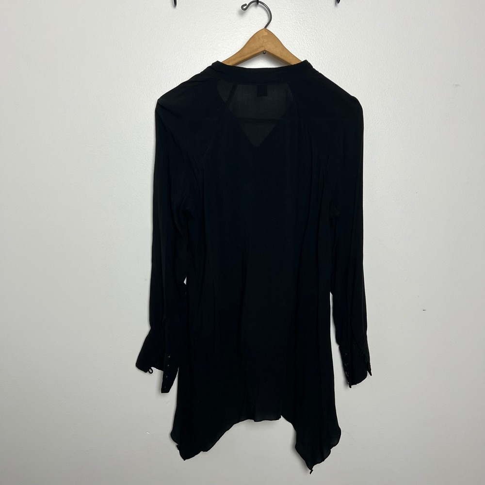 Spense Women's Black V Neck Button Detail Long Sleeve High Low Tunic Top Size S - Picture 5 of 5